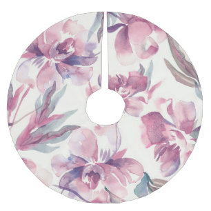 Pfingstrosen-Aquarell: nahtloser floraler Hintergr Polyester Weihnachtsbaumdecke