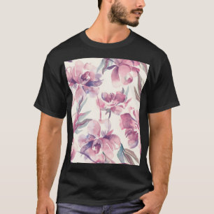 Pfingstrosen-Aquarell: nahtloser floraler Hintergr T-Shirt