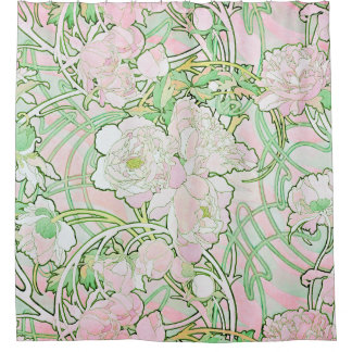 Pfingstrosen Art Nouveau Fine Art Duschvorhang