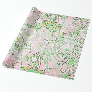 Pfingstrosen Art Nouveau Fine Art Geschenkpapier