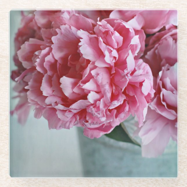 Pfingstrosen auf der Tabelle Glasuntersetzer (Vorderseite)