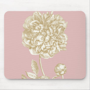 Pfingstrosen-Blume botanisch, rosa und Gold Mousepad
