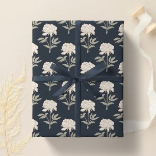 Pfingstrosen-Blumen-Blockdruck Vintage-Botanik-Dun Geschenkpapier