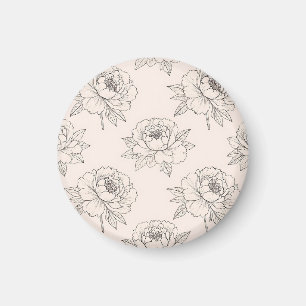 Pfingstrosen-Blumen-Linienkunst-Muster Soft Magnet