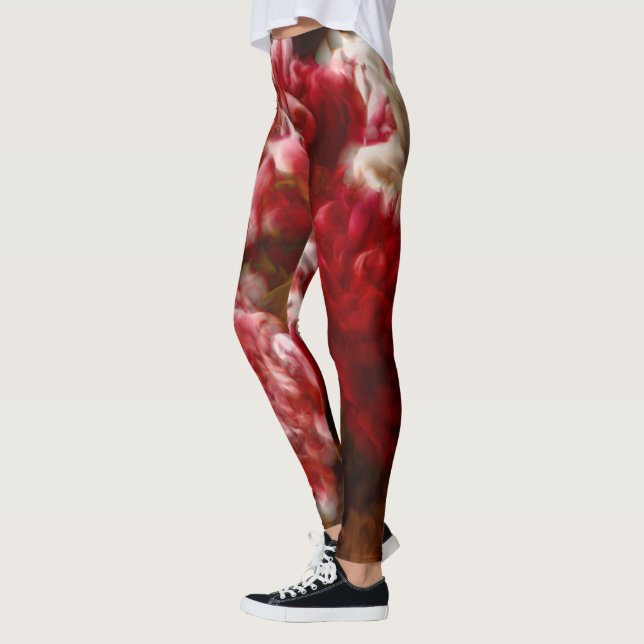 Pfingstrosen-Blumen-Nahaufnahme-Skizze Leggings (Links)