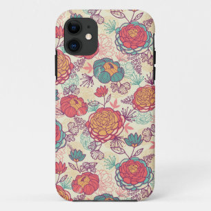 Pfingstrosen-Blumen- und Blätter-Muster Case-Mate iPhone Hülle