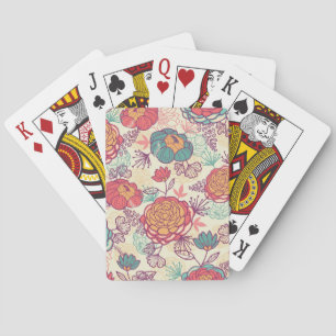 Pfingstrosen-Blumen- und Blätter-Muster Spielkarten