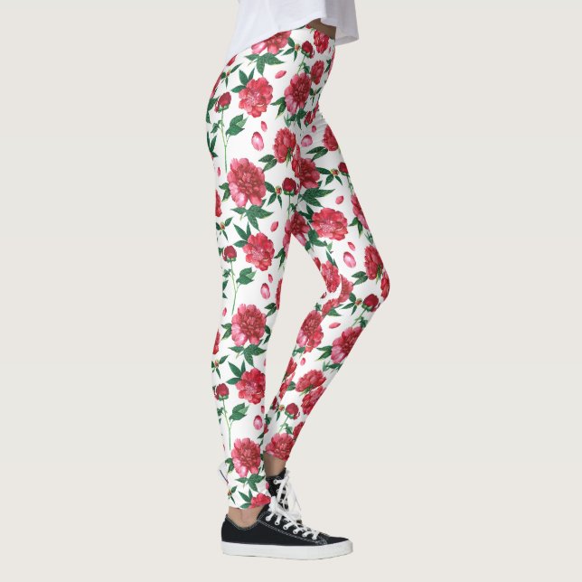 Pfingstrosen-Blumenleggings Leggings (Rechts)