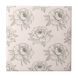 Pfingstrosen-Blumenlinien-Kunstmuster Soft Fliese