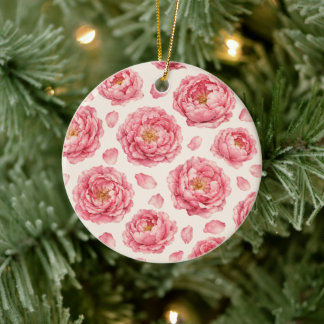 Pfingstrosen-Blumenmuster Keramik Ornament