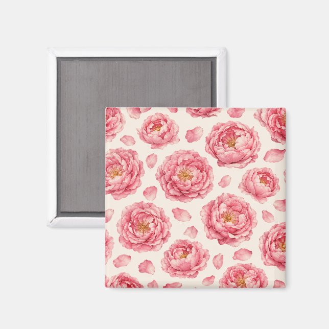 Pfingstrosen-Blumenmuster Magnet (Vorderseite/Rückseite)