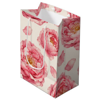 Pfingstrosen-Blumenmuster Mittlere Geschenktüte