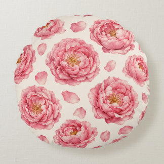 Pfingstrosen-Blumenmuster Rundes Kissen