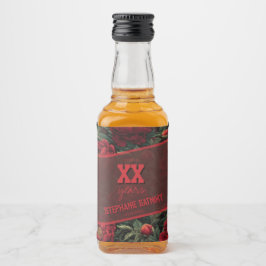 Pfingstrosen-Blumennahrungs- und Etikettenset für  Alkoholflaschenetikett