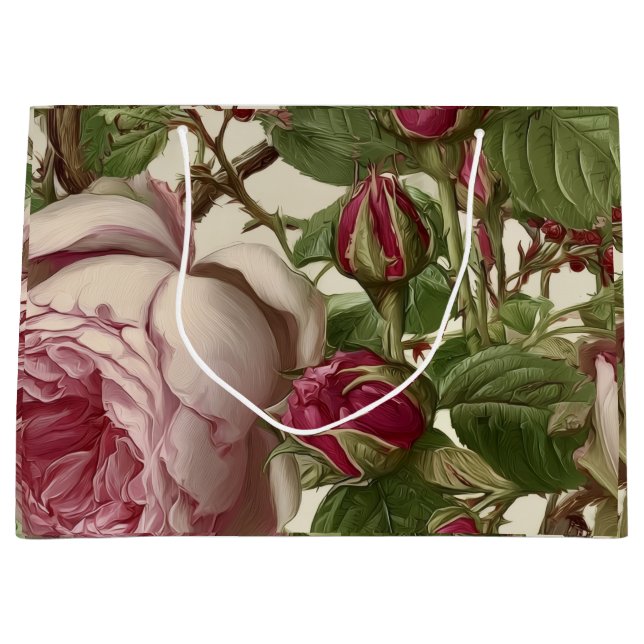 Pfingstrosen Botanisches Blumendesign Große Geschenktüte (Vorderseite)