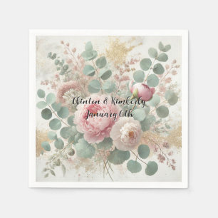 Pfingstrosen-Drama Light Cocktail-Hochzeit Papier  Serviette