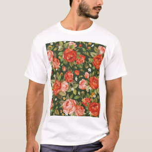 Pfingstrosen-Eleganz: Grafische Blumentapete. T-Shirt