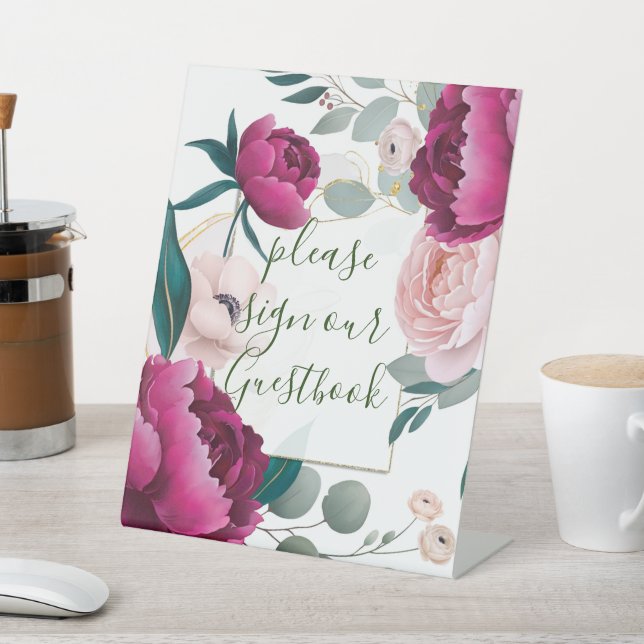 Pfingstrosen-Eukalyptus-Garten Florale Glamour-Hoc Sockelschild (In SItu)