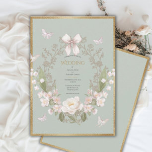 Pfingstrosen Florale Vintage-Hochzeit Einladung