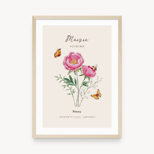 Pfingstrosen-Geburtsmonats-Blumenposter Poster