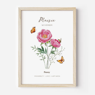Pfingstrosen-Geburtsmonatsblumenposter Poster