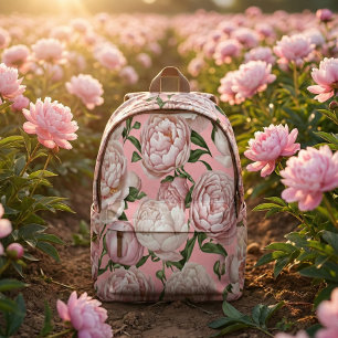 Pfingstrosen-Grace-Elegante Blumenkunst Bedruckter Rucksack