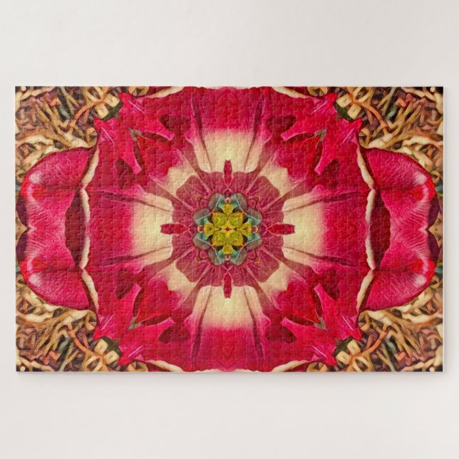 Pfingstrosen-Herzen Puzzle (Horizontal)