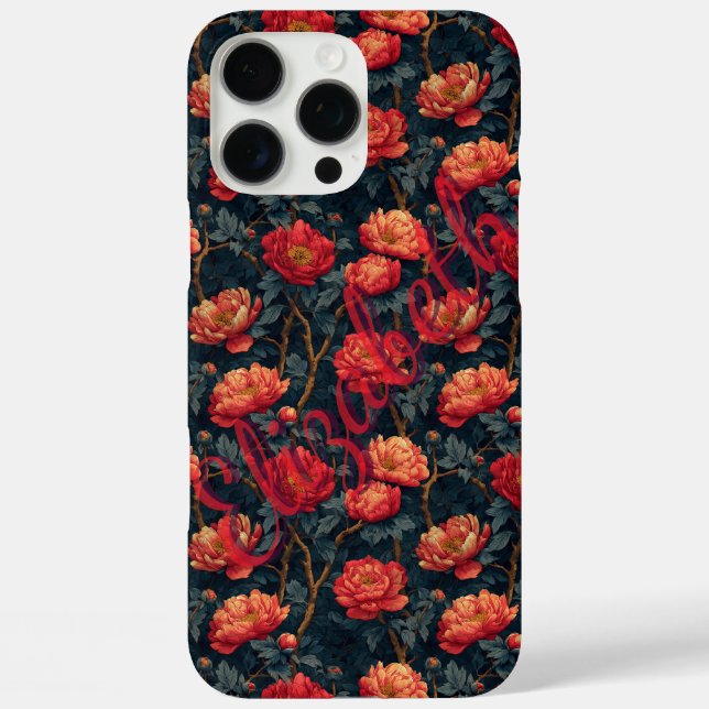 Pfingstrosen iPhone-Hülle mit individuellem Namen  Case-Mate iPhone Hülle (Rückseite)