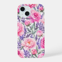 Pfingstrosen & Lavendel Wasserfarben-Blumenmuster