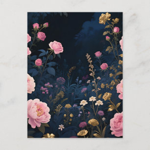 Pfingstrosen-Mitternachtsgarten-Blüte Postkarte