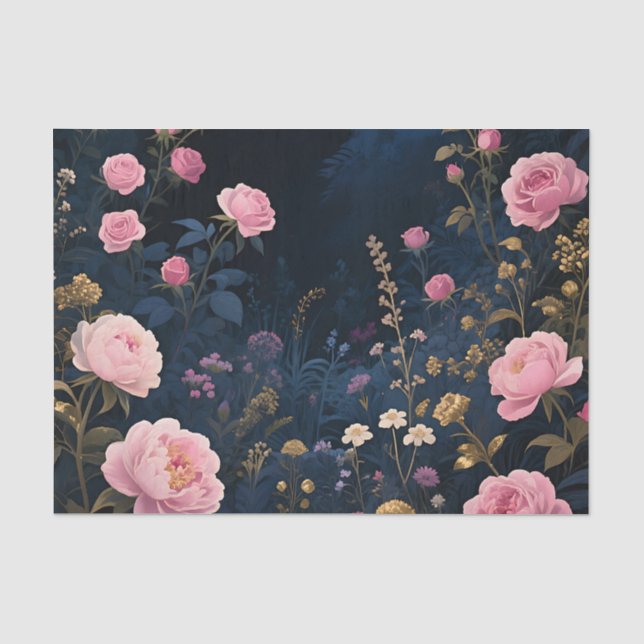 Pfingstrosen-Mitternachtsgarten-Blüte Seidenpapier (Vorderseite)