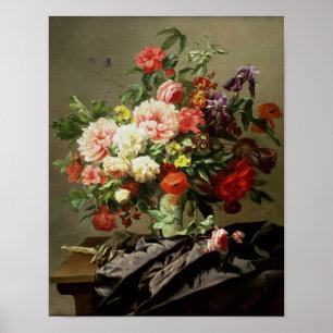 Pfingstrosen, Mohnblumen und Rosen, 1849 Poster