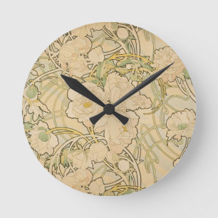 Pfingstrosen-Pfingstrosen-Rosen-Kitz 1897 Alphonse Runde Wanduhr