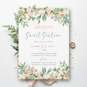 Pfingstrosen Pfirsich Rosa Schrift Elegant Floral Einladung