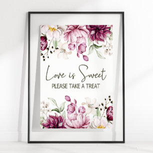 Pfingstrosen Pink Burgund Florale Hochzeit Liebe i Poster