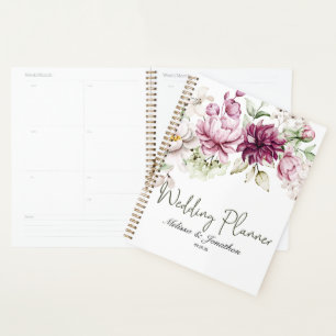 Pfingstrosen Pink Burgund Florale Hochzeitsplaneri Planer