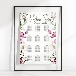 Pfingstrosen Pink Burgund Florales Hochzeits Sitzo Poster