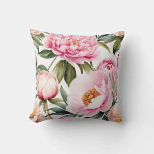 Pfingstrosen rosa - Aquarell-Design Kissen