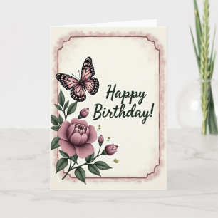 Pfingstrosen-Schmetterling-Birthday-Karte Karte