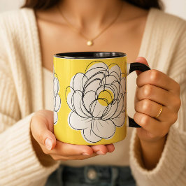 Pfingstrosen-Tasse Bold Yellow Grafik-Blume Minima Tasse
