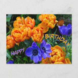 Pfingstrosen Tulpen & Anemonen Alles Gute zum Gebu Postkarte