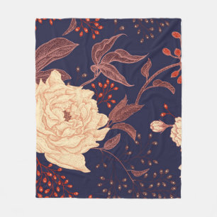 Pfingstrosen und Rosen. Blumiges vintage nahtloses Fleecedecke