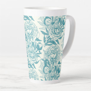 Pfingstrosen und Schmetterlinge Blockdruck, Lagune Milchtasse