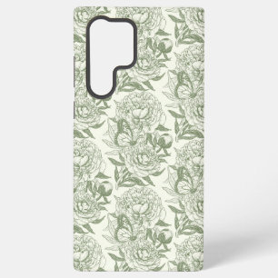 Pfingstrosen und Schmetterlinge Blockdruck, salbei Samsung Galaxy Hülle