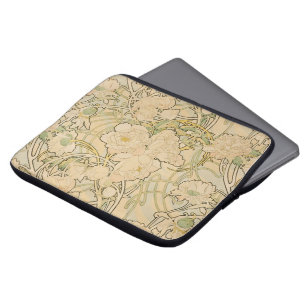 Pfingstrosen von Alphonse Mucha, Vintage Art Nouve Laptopschutzhülle