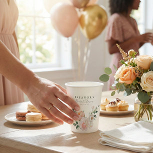 Pfingstrosen-Wasserfarbe Rosa Brautparty Pappbecher