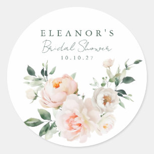 Pfingstrosen-Wasserfarbe Rosa Hochzeitsshower Runder Aufkleber