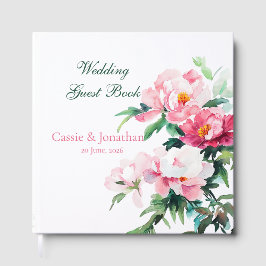 Pfingstrosen-Wasserfarben-Hochzeit im Blumenstil Gästebuch