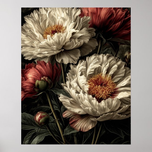 Pfingstrosen-Wildblumen Poster (Vorne)