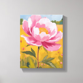 Pfingstrosenblüte | Rosa Blumenfeld Aquarell Leinwanddruck